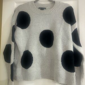 Chelsea & Theodore Light Gray Sweater with Black Polka Dots